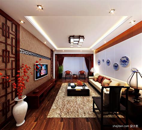 中式风格套房客厅电视背景墙效果图欣赏- 中国风