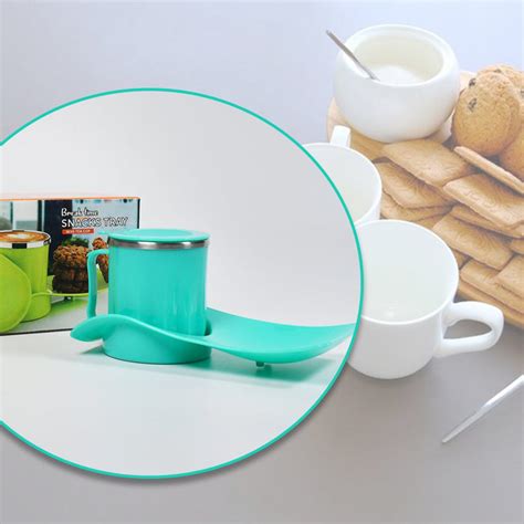 2851 Snacks Tray & Inside Steel Cup 350ml Break Time — Deodap