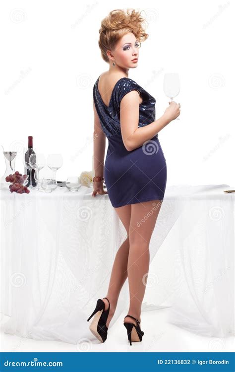 Portrait of Beutiful Woman Standing Nea Table Stock Photo - Image of ...