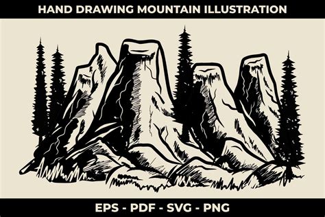 Hand Drawn Illustration of Mountains Graphic by WawanRidwan · Creative Fabrica