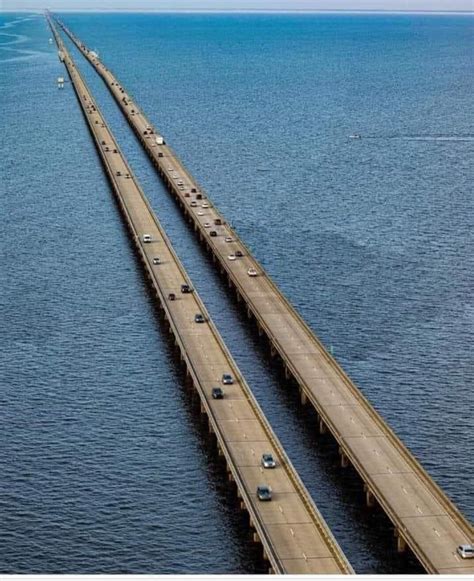 24 mile bridge The Lake Pontchartrain Causeway in Louisiana is the ...