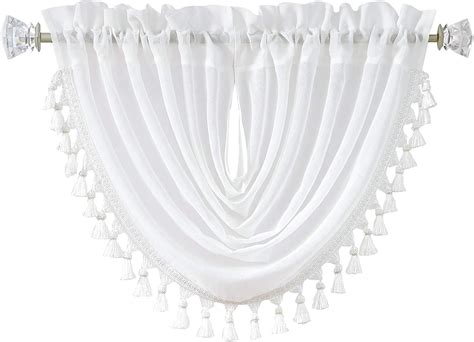 Buy Central Park White Solid Waterfall Valance Window Curtain Linen ...