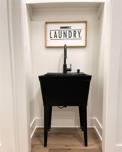 Black Utility Sink in Laundry Room Closet - Soul & Lane
