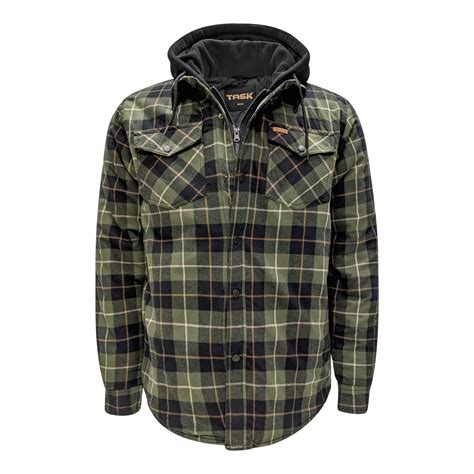 Men's Quilted Flannel Jacket with Hood - WRTK