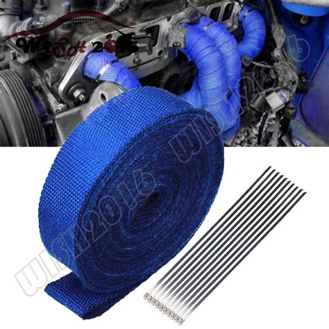 2" x 50FT Roll Blue Exhaust Wrap Manifold Header Pipe Heat Wrap Tape+10 Ties Kit | eBay