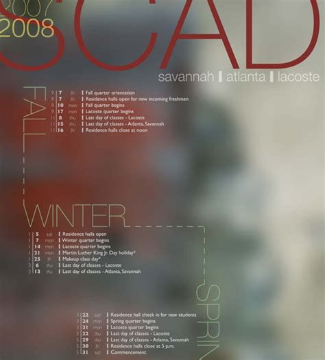 SCAD Academic Calendars - Ryan Kough