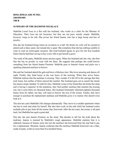 Summary Of The Diamond Necklace at Richard Dolan blog