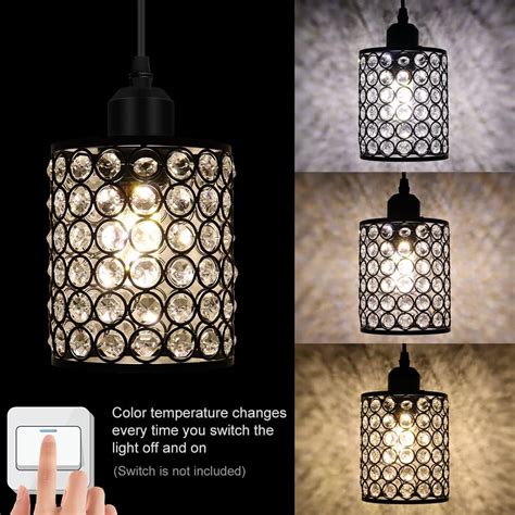 Buy 3 Pack Crystal Pendant Light Fixtures, Modern Black Pendant ...