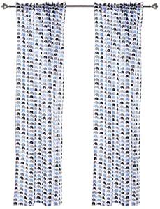Bacati Asia Elephant Curtain Panel Door, Set Of 2 Piece (Blue/Grey ...