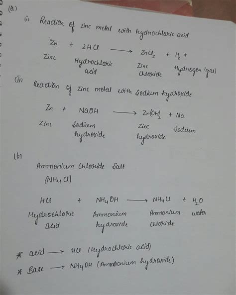 9(a)Write the chemical equation for the reaction of zinc metal with(i ...