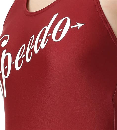 Buy Speedo Female Heritage Logo Racerback Oxblood-White Swimwear Online ...
