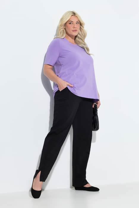 Stretch Cotton Knit Drawstring Elastic Waist Pocket Pants, black | Ulla ...