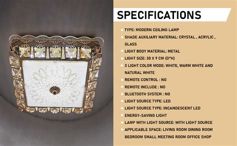 Buy swanart Elegant Crystal Flush Mount Ceiling Light Fixture - Square ...