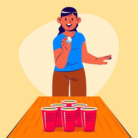 Hand getekende bier pong illustratie | Gratis Vector