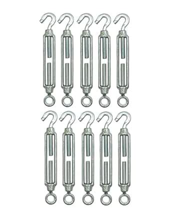 Galvanized Turnbuckle Hook and Eye Light Duty Wire Rope Tension M6 (10 ...