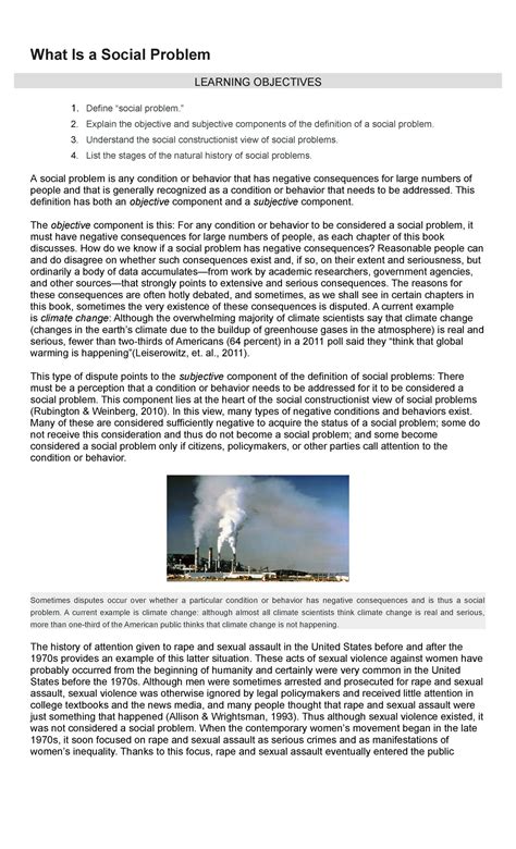 Defining Social Problems: Objective and Subjective Perspectives - Studocu