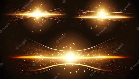 Collection of golden transparent light lens flares vector illustration ...