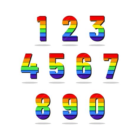 Um conjunto de números com os números 1,2,3,4,5,6,7,8,9,0 rainbow color ...
