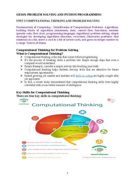 GE3151 pspp notes unit 1 - GE3151 PROBLEM SOLVING AND PYTHON ...