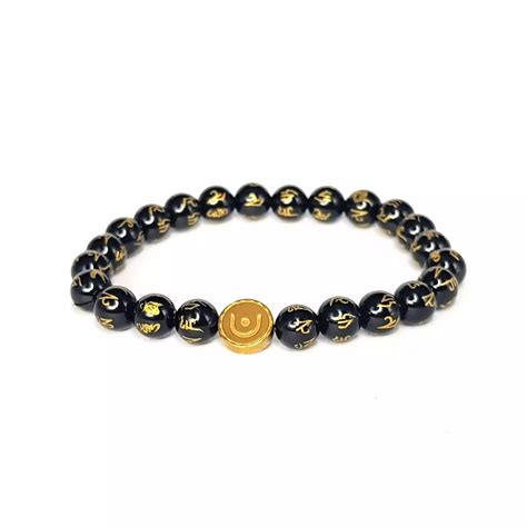 Black Onyx Om Mani Padme Hum Bracelet - Pandit.com