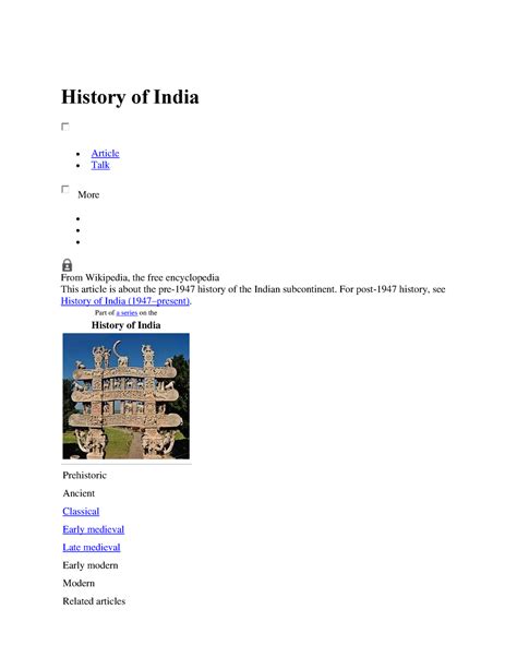 History of India - History of India Article Talk More From Wikipedia, the free encyclopedia This ...