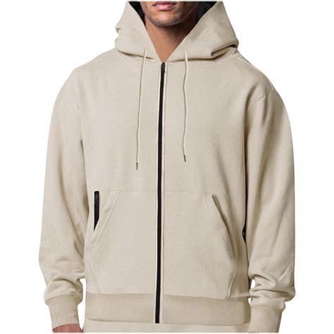 Cotton Zip Up Hoodie for Men Fall Winter Casual Jacket with Hood ...