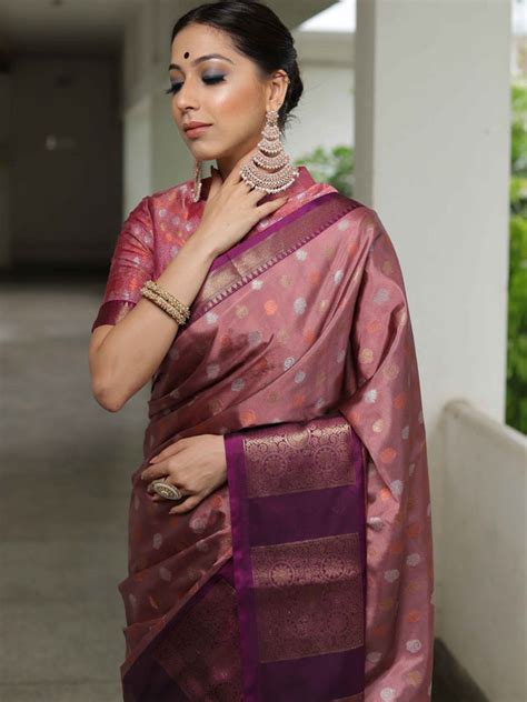 Banarasee Handwoven Soft Semi Silk Saree With Contrast Border Design-F