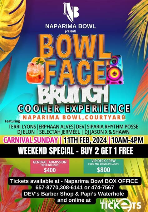 BOWL FACE BRUNCH, Naparima Bowl, San Fernando, 11 February 2024 | AllEvents