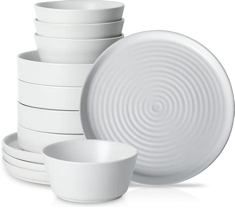 Amazon.com | Stone Lain Elica 12-Piece Modern Dinnerware Set Stoneware ...