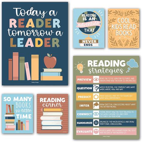 Buy 6 Colorful Reading Posters For Classroom Library Decorations For ...