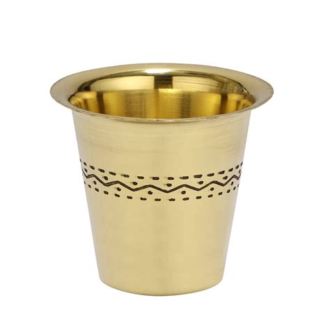 Pure Brass Coffee Dabra Set - Unique Etched Design for Coffee Lovers ...