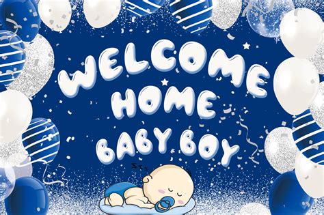 Amazon.com : Welcome Home Baby Boy Backdrop, Blue Silver Newborn Baby ...