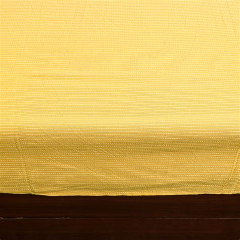 Yellow Kantha Stitch with Kalamkari Patch Cotton Bedsheet Set