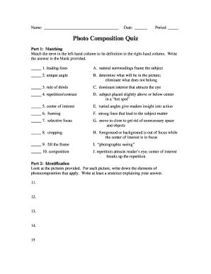 Fillable Online Photo Composition Quiz - NOVA Yearbooks Fax Email Print ...