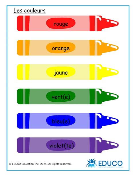 Colours - French Learning Resources (Digital Download) – EDUCO Education