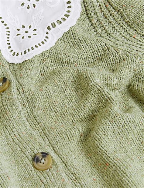 Buy Textured Broderie Collared Cardigan at Marks & Spencer