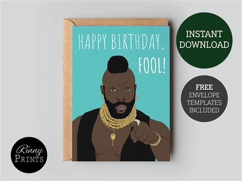 Mr T Printable Birthday Card | Happy Birthday Fool Birthday Card - Etsy