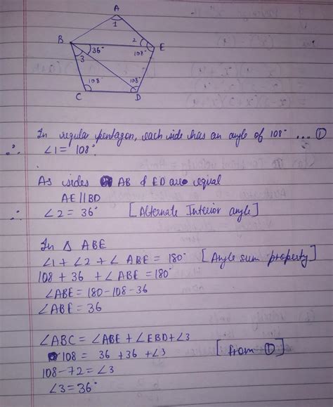 III the given figure ABCDE is a regular pentagon .If