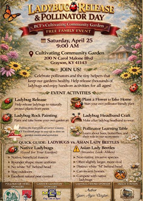Ladybug Release & Pollinator Day, 200 N Carol Malone Blvd, Grayson, KY ...