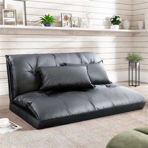 Amazon.com: MIRACOL Folding Floor Sofa Bed - Leather Foldable Couch Bed ...