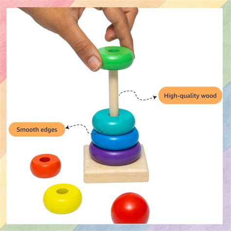 Buy Wooden Rings Stacking Tower | 7 Rings Puzzle Toy | Cube Lelo