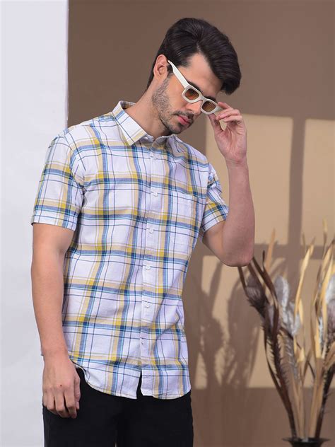 COBB WHITE YELLOW CHECKED HALF-SLEEVE CASUAL SHIRT – Cobbitalyofficial