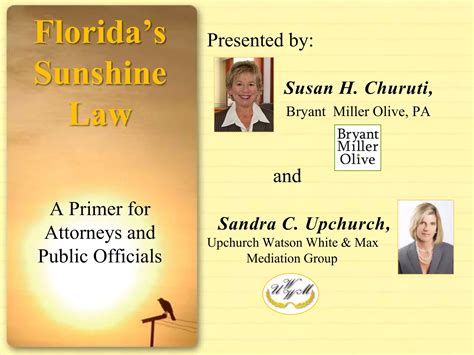Florida's Sunshine and Public Records Laws | PPTX