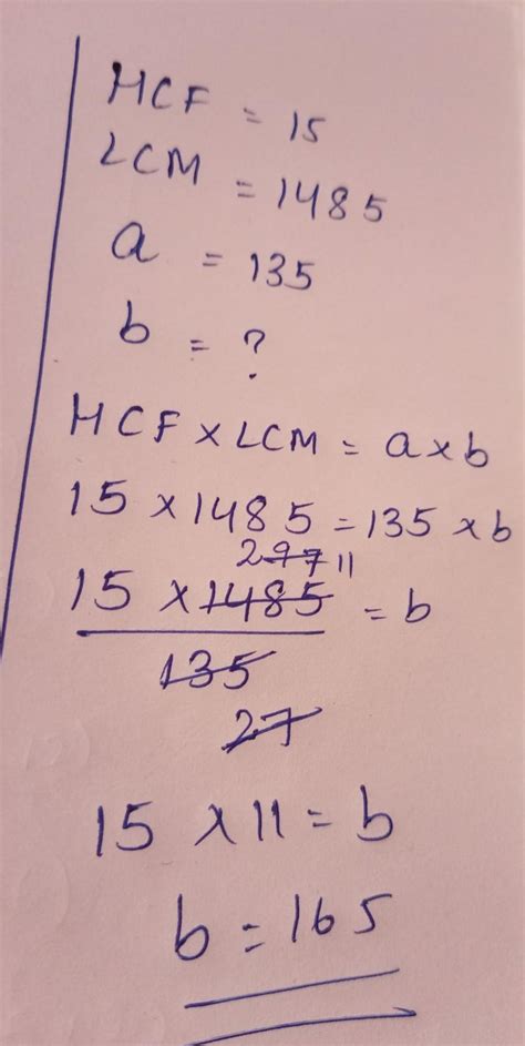 The HCF of two numbers is 15 and their LCM is 1485. If any one number ...