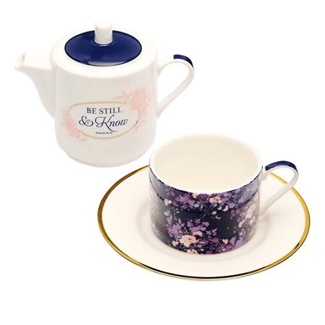 Be Still Tea for One Tea Set - Psalm 46:10 - Carolina Parakeet Tea and ...