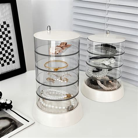 Rotating Jewelry Storage Box Transparent Visual Storage Jewelry Box ...