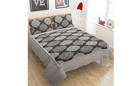 Buy F2L Cotton 300 TC Reversible 1pc Double Bed Bedsheet with 2 Pillow ...