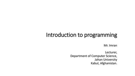 Image result for Introduction to Computer Programming Lecture