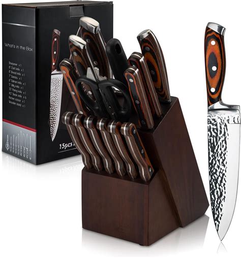 Knife Sets for Kitchen, 15-Piece High Carbon Stainless Steel Kitchen ...