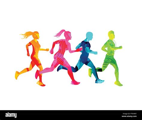 Silhouettes running people hi-res stock photography and images - Alamy